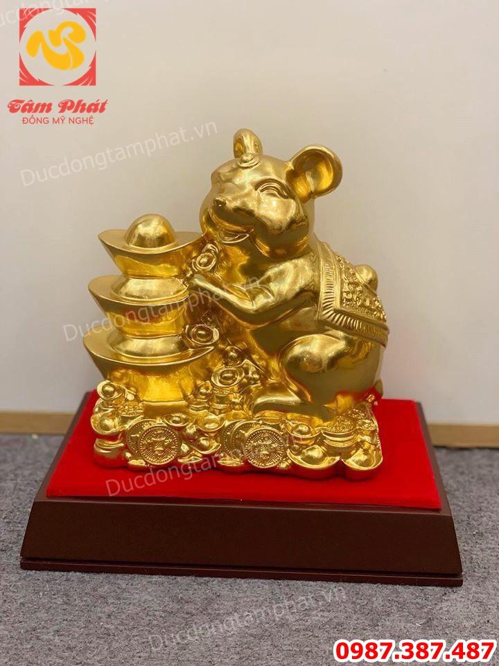 Chuột phong thủy, linh vật chuột năm 2020 bằng đồng dát vàng.!