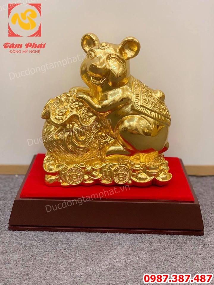 Chuột phong thủy, linh vật chuột năm 2020 bằng đồng dát vàng.!