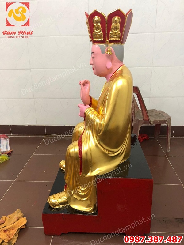 Dát vàng quỳ 9999 trên nền gỗ tượng Phật cho chùa Ngàn - Thái Bình
