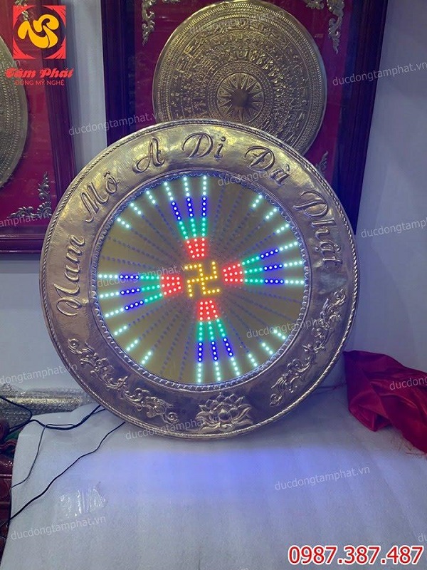 Đèn hào quang của Phật bằng đồng mạ vàng đường kính 70cm tuyệt đẹp