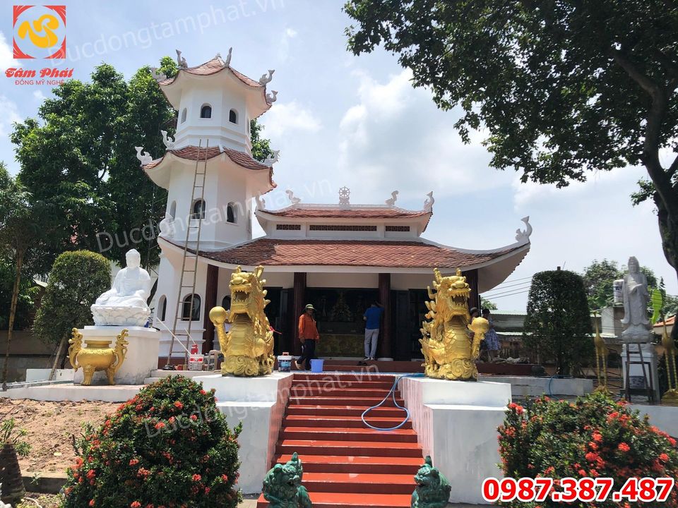 Đỉnh đồng cát tút cao 1m5 và Đôi hạc cao 1m93 cực đẹp giao chùa Bình Dương