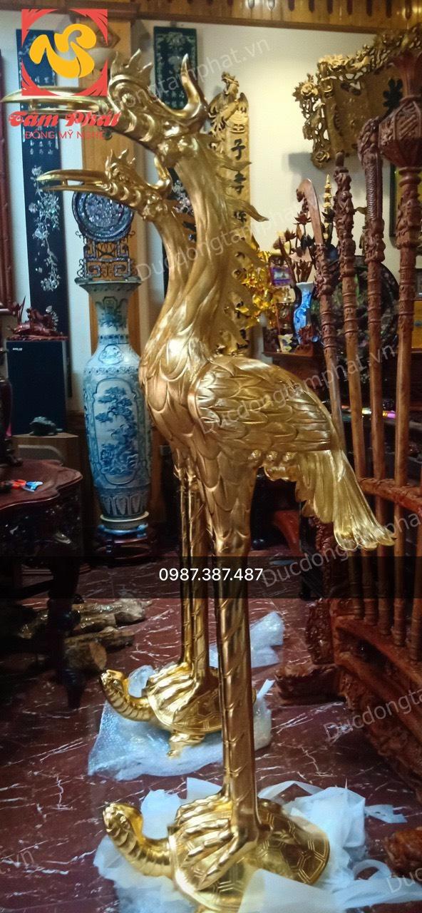 Đôi hạc đồng đỏ cao 1m97 thếp vàng đã bàn giao nhà chú Tiến Bắc Ninh..!