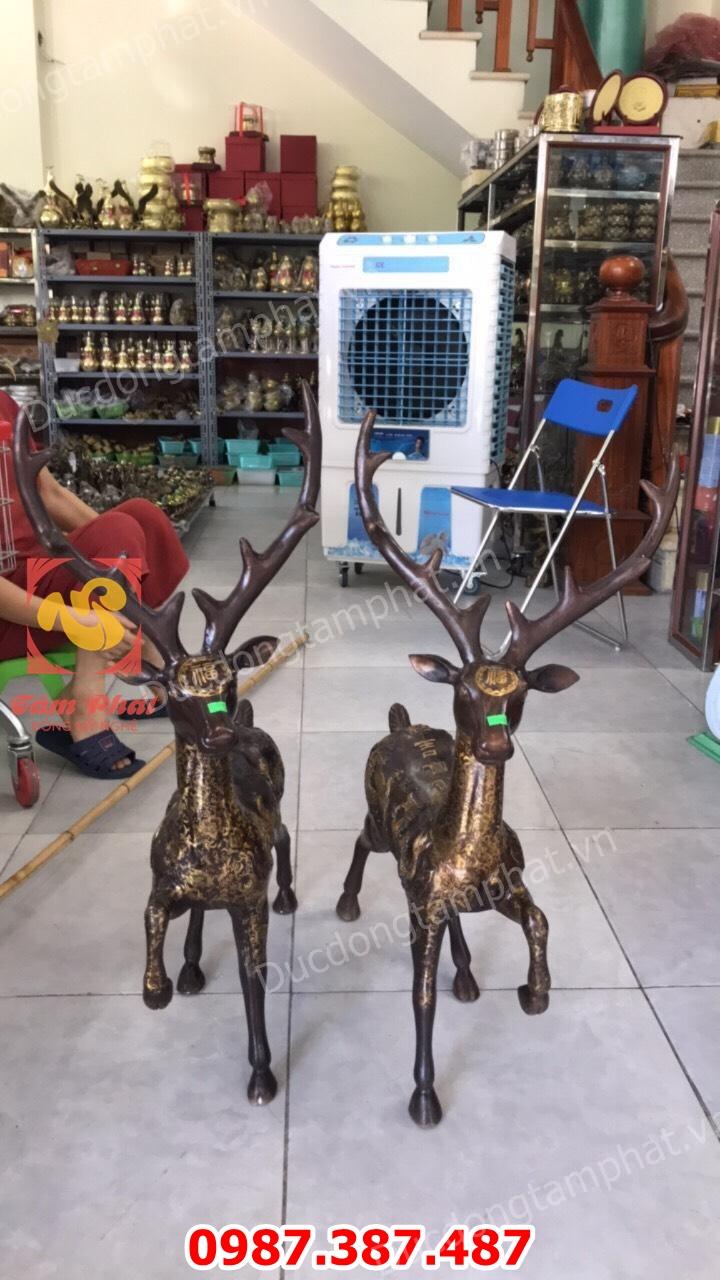 Đôi hươu phong thuỷ tuyệt đẹp giả cổ cao 85cm..!!