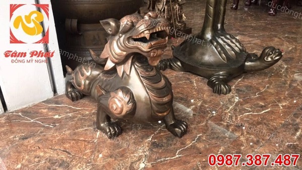 Đôi tỳ hưu bằng đồng phớt nỉ dài 40cm tuyệt đẹp.!!