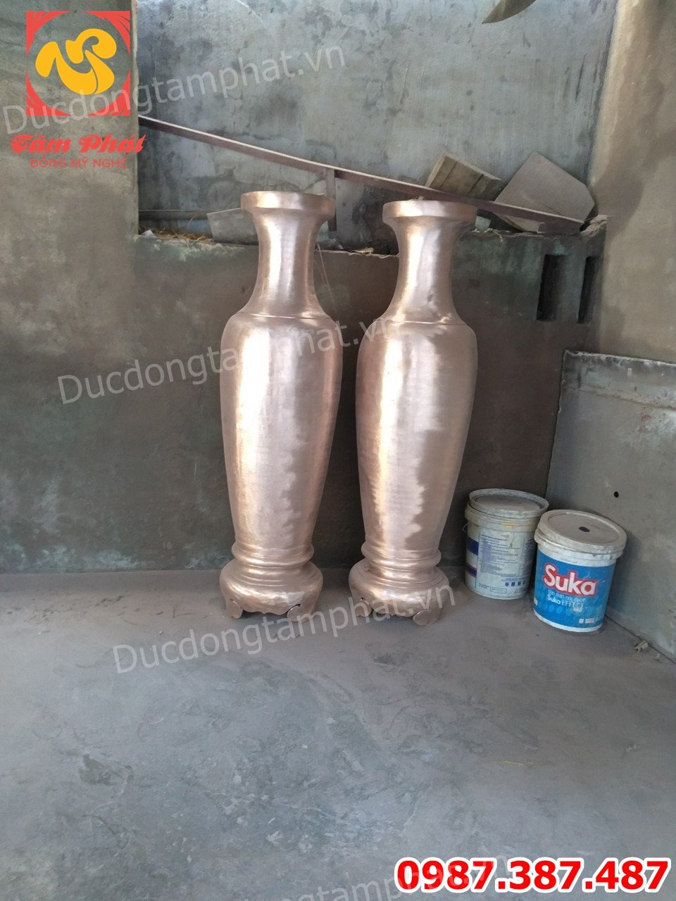 Đúc Đôi Lọ Lộc Bình cao 1m37 khảm ngũ sắc cho khách Hà Nội.!