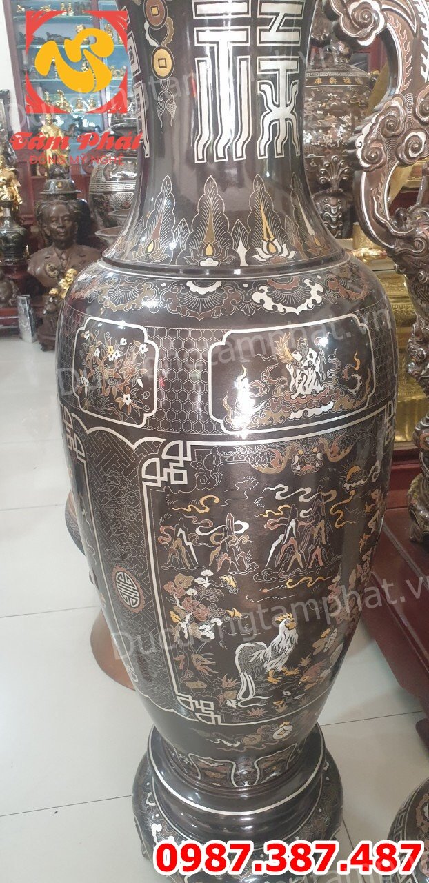 Đúc Đôi Lọ Lộc Bình cao 1m37 khảm ngũ sắc cho khách Hà Nội.!