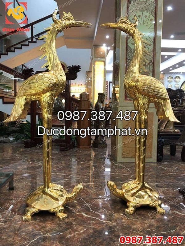 Đúc hạc đồng cỡ lớn mạ vàng 24k cho đình, chùa , miếu mạo, nhà thờ, gia tiên..!!