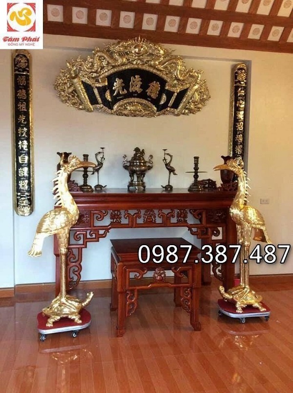 Đúc hạc đồng cỡ lớn mạ vàng 24k cho đình, chùa , miếu mạo, nhà thờ, gia tiên..!!