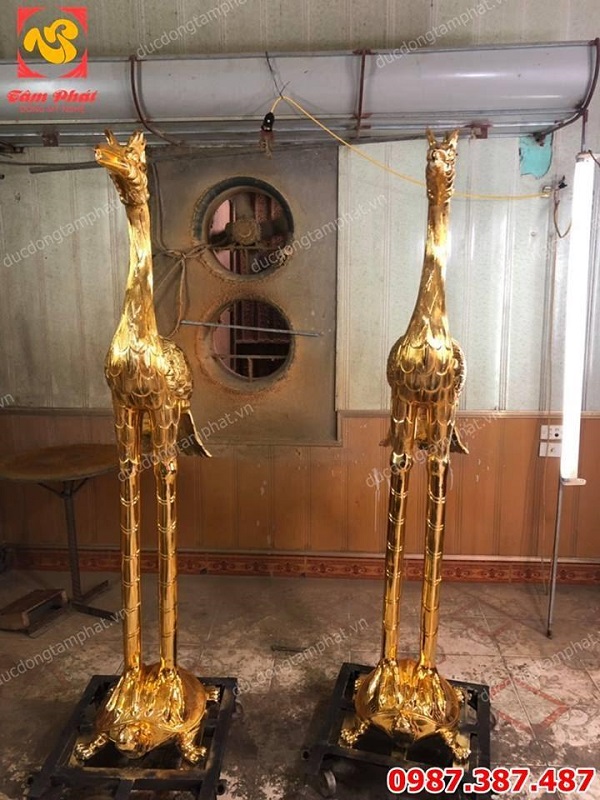 Đúc hạc đồng cỡ lớn mạ vàng 24k cho đình, chùa , miếu mạo, nhà thờ, gia tiên..!!