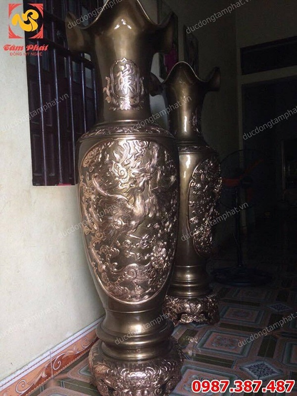 Đúc lọ lộc bình bằng đồng cỡ lớn chạm tứ quý đủ kích thước..!