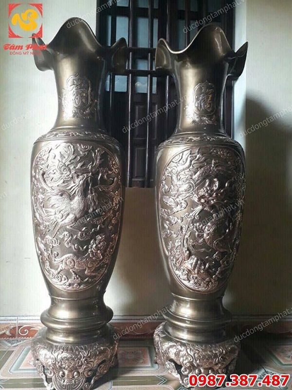 Đúc lọ lộc bình bằng đồng cỡ lớn chạm tứ quý đủ kích thước..!