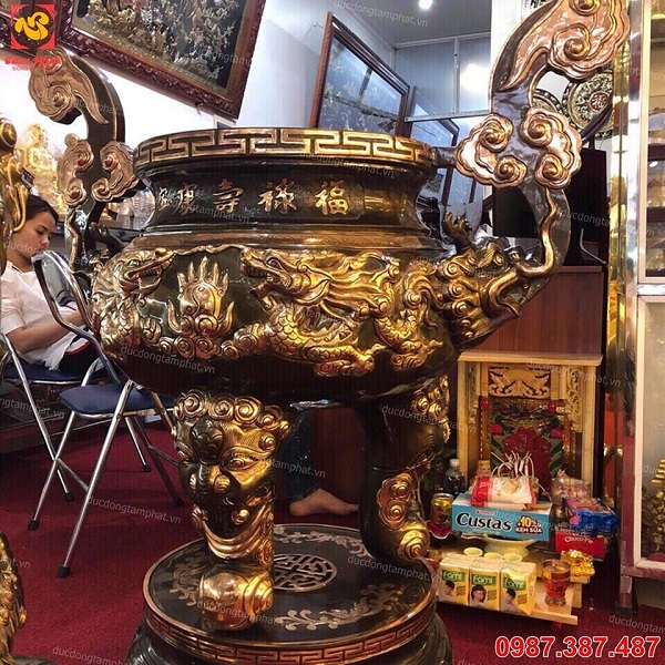 Đúc lư hương đồng giá rẻ, cạo màu tinh xảo