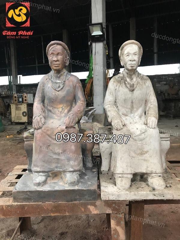 Đúc tượng chân dung, tượng truyền thần cả người cao 60cm thếp vàng 9999.!!!