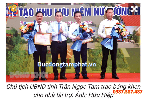 Đúc Tượng Nguyễn Thị Định cao 1m7 bằng đồng dát vàng 9999: Khu di tích đền thờ Nguyễn Thị Định
