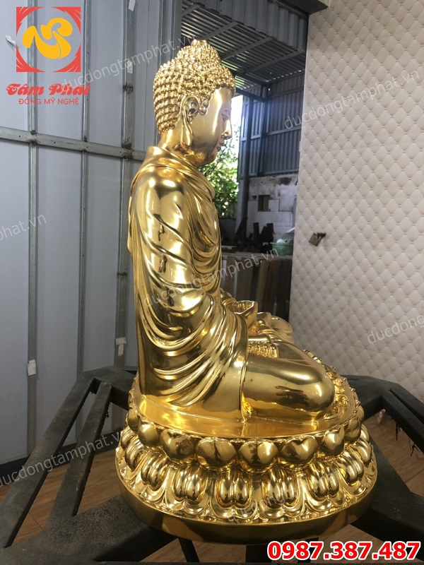 Đúc tượng Phật Thích Ca Mâu Ni cao 70cm bằng đồng mạ vàng 24k