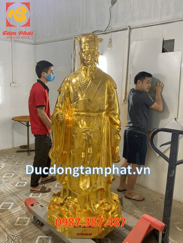 Đúc tượng Quan Vân Trường, tượng Khổng Minh cao 2m mạ vàng lắp đặt tại Hải Dương