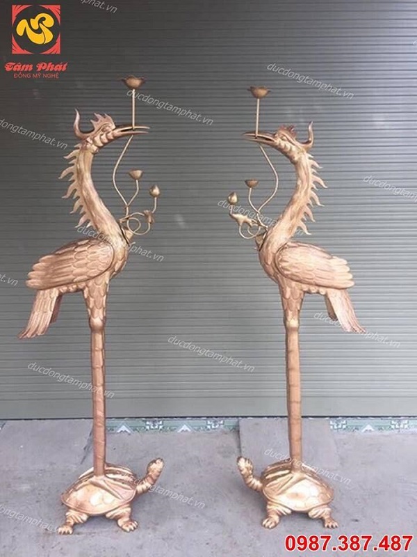 Hạc thờ cao 1m93 ngậm hoa sen cực đẹp