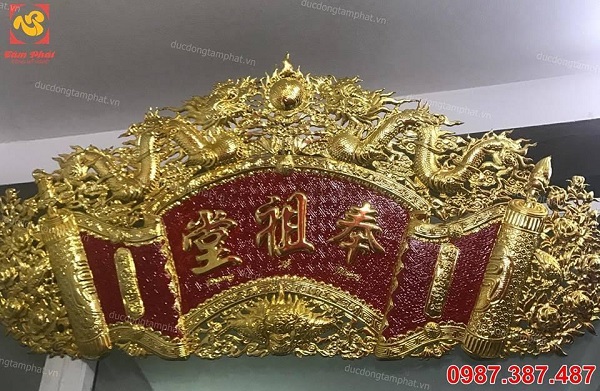 Hoành phi bằng đồng mạ vàng, đại tự Phụng Tổ Đường