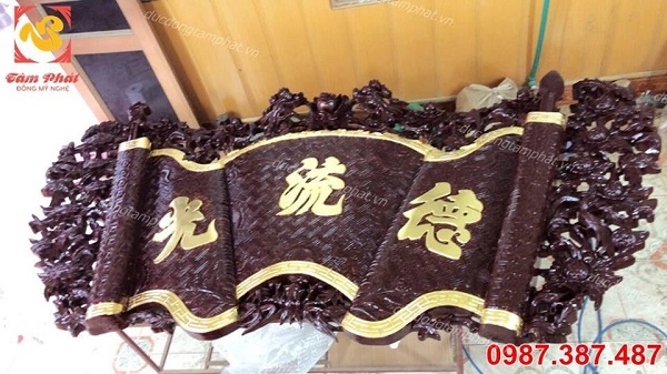 Hoành phi câu đối hun nâu, đại tự chữ Hán
