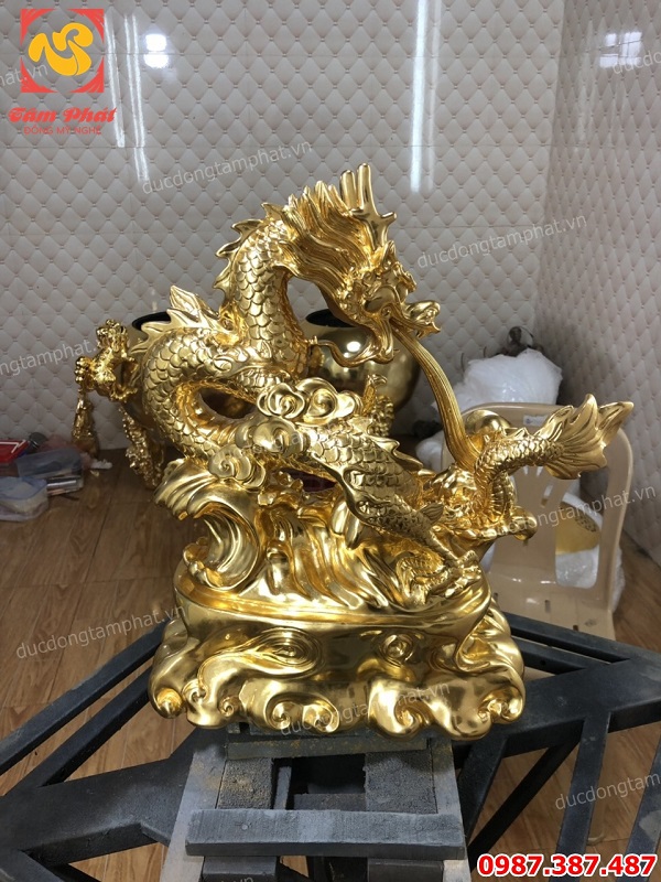 Linh vật phong thuỷ rồng thiếp vàng 9999 cao 40cm mang tài lộc, công danh, may mắn, sức khoẻ..!