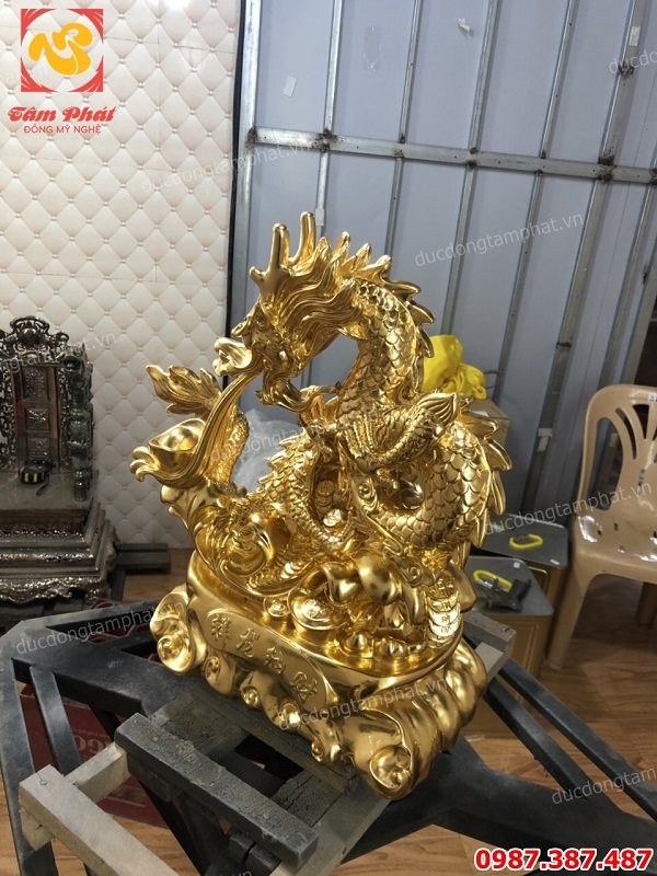 Linh vật phong thuỷ rồng thiếp vàng 9999 cao 40cm mang tài lộc, công danh, may mắn, sức khoẻ..!