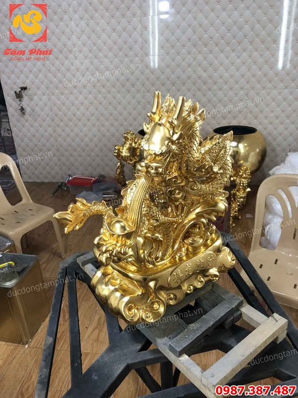 Linh vật phong thuỷ rồng thiếp vàng 9999 cao 40cm mang tài lộc, công danh, may mắn, sức khoẻ..!