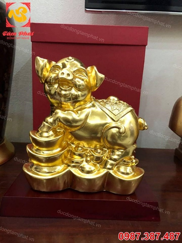 Lợn đồng phong thủy thếp vàng 9999 tinh xảo, đẹp mắt, chất lượng