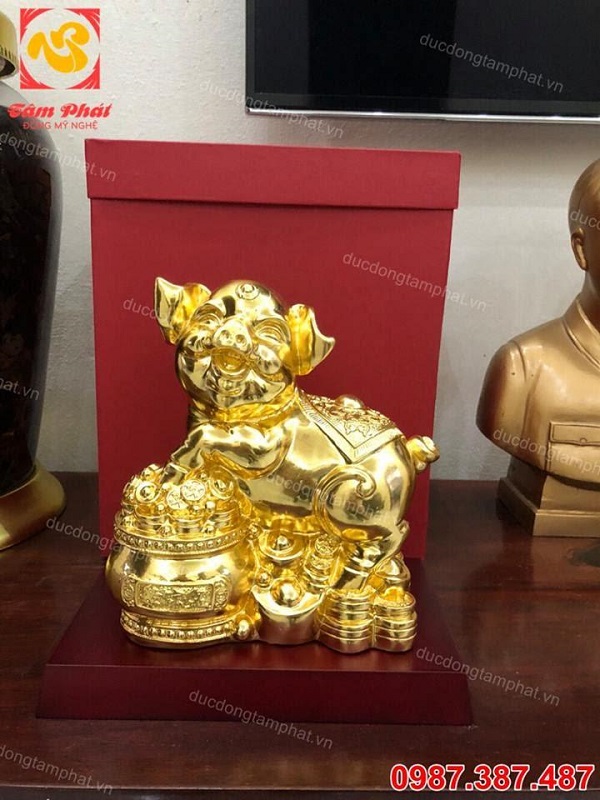 Lợn đồng phong thủy thếp vàng 9999 tinh xảo, đẹp mắt, chất lượng