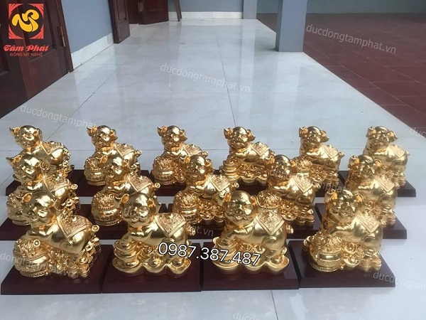 Lợn đồng phong thủy thếp vàng 9999 tinh xảo, đẹp mắt, chất lượng