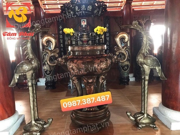 Lư hương đồng cao 1m5, hạc đồng cao 1m97 bàn giao nhà thờ Cần Giờ - Hồ Chí Minh