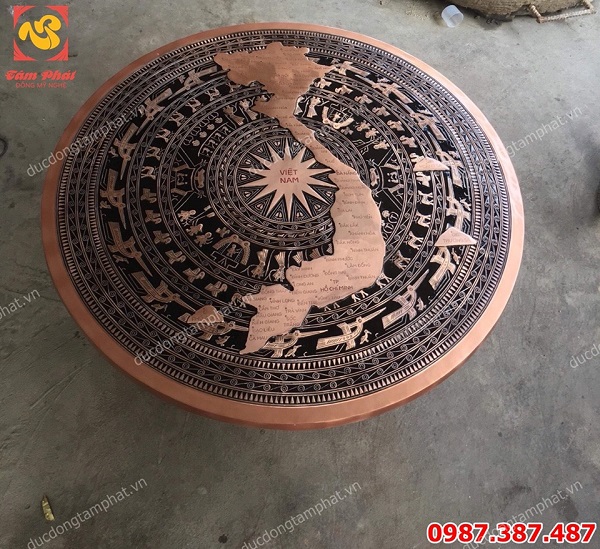 Mặt trống đồng đỏ đường kính 1m08 bản đồ Việt Nam tuyệt đẹp..!