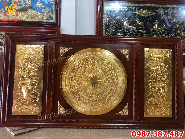 Mặt trống đồng khung gỗ gụ 3m x 1m5 bàn giao công an tỉnh Sóc Trăng.!
