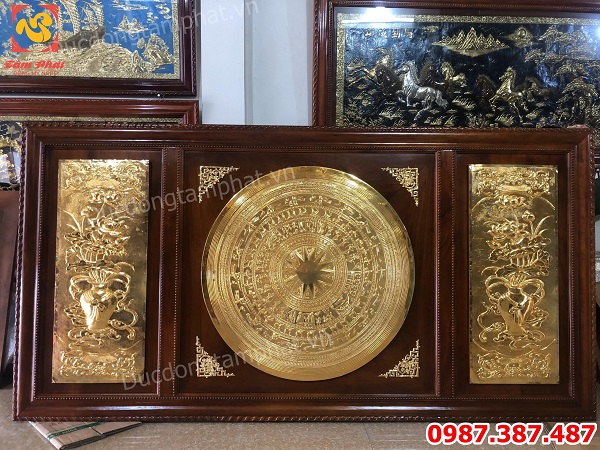 Mặt trống đồng khung gỗ gụ 3m x 1m5 bàn giao công an tỉnh Sóc Trăng.!