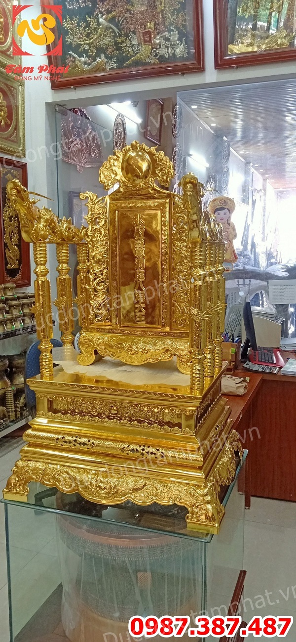 Ngai Thờ bằng đồng cao 89cm, đúc ngai thờ - bài vị mạ vàng theo yêu cầu.!