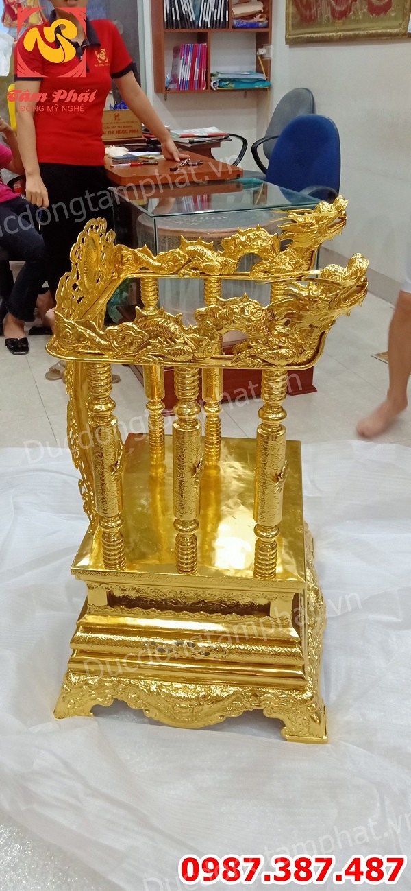 Ngai Thờ bằng đồng cao 89cm, đúc ngai thờ - bài vị mạ vàng theo yêu cầu.!