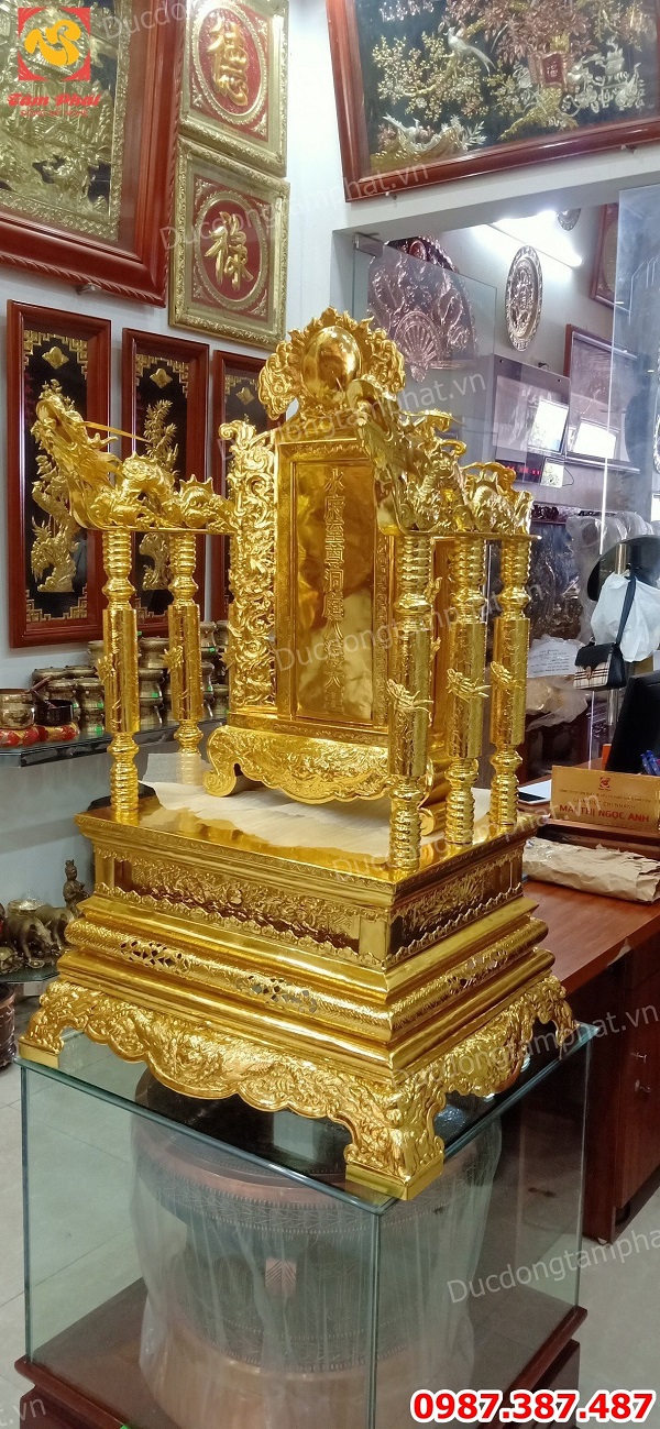 Ngai Thờ bằng đồng cao 89cm, đúc ngai thờ - bài vị mạ vàng theo yêu cầu.!