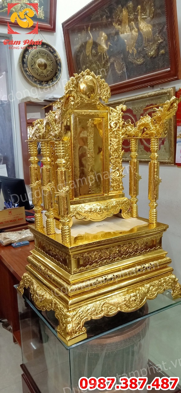 Ngai Thờ bằng đồng cao 89cm, đúc ngai thờ - bài vị mạ vàng theo yêu cầu.!
