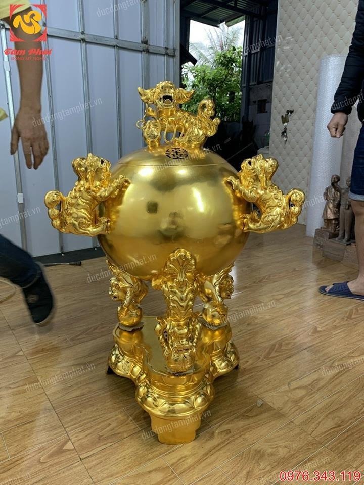 Nơi làm đỉnh thất lân vờn cầu mạ vàng 24k giá xưởng, đẹp xuất sắc