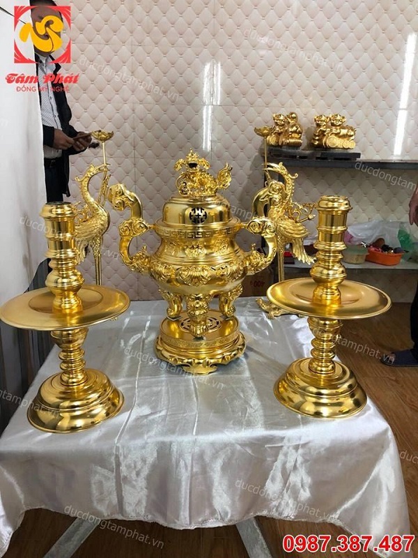 Bộ ngũ sự cao 50cm mạ vàng 24k tuyệt đẹp.!!