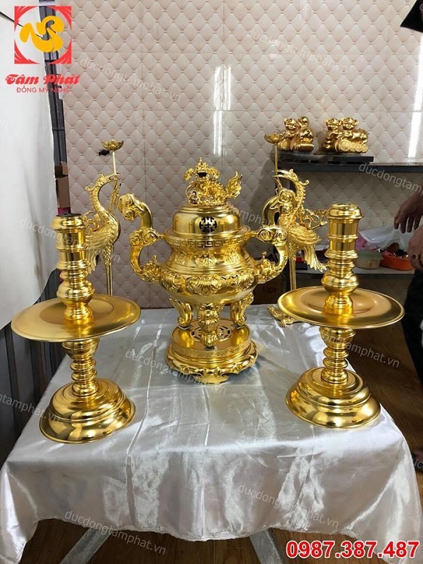 Bộ ngũ sự cao 50cm mạ vàng 24k tuyệt đẹp.!!