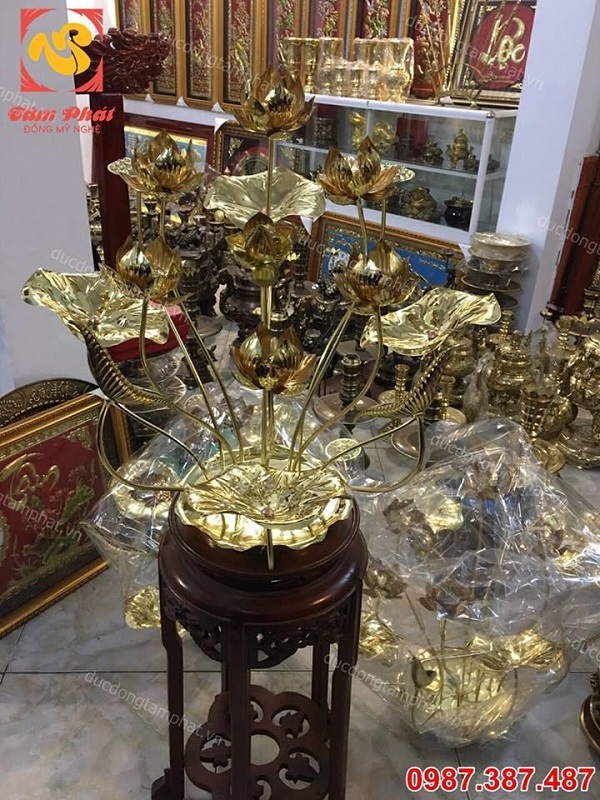 Đôi lọ hoa cao 60cm bằng đồng khảm tam khí
