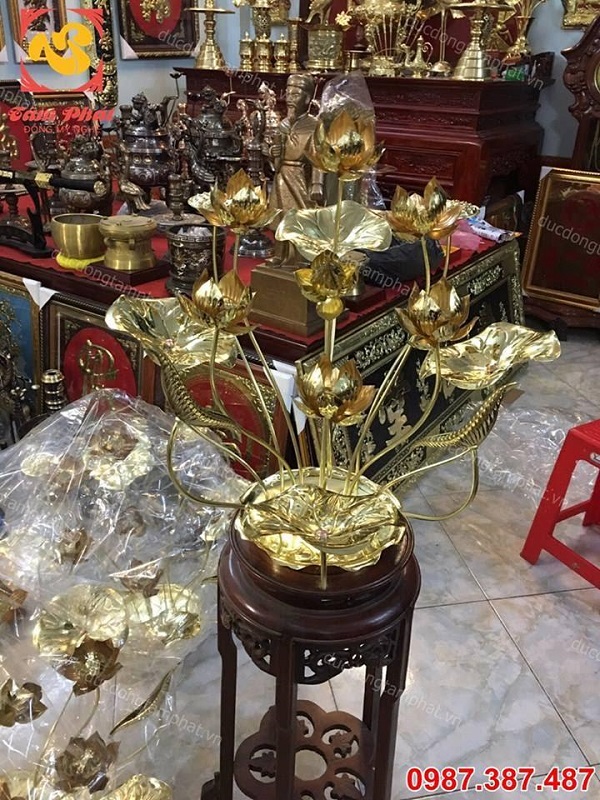 Đôi lọ hoa cao 60cm bằng đồng khảm tam khí