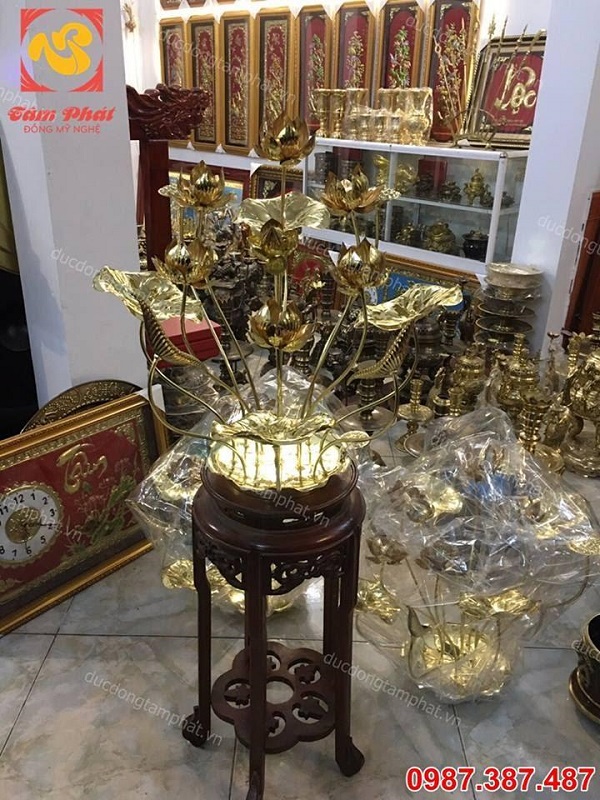 Đôi lọ hoa cao 60cm bằng đồng khảm tam khí