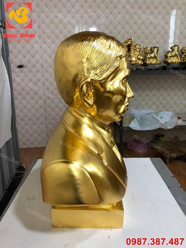 Đúc tượng chân dung, tượng truyền thần cao 42cm thếp vàng 9999