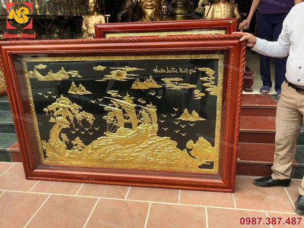 Tranh Thuận Buồm Xuôi Gió mạ vàng 24k tuyệt đẹp kích thước 2m3 x 1m2