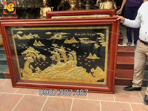 Tranh Thuận Buồm Xuôi Gió mạ vàng 24k tuyệt đẹp kích thước 2m3 x 1m2