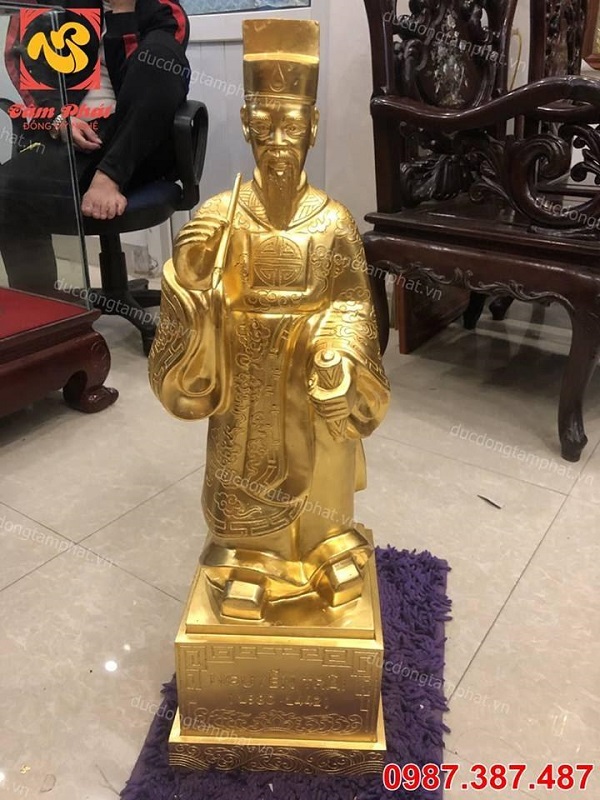 Tượng đồng Nguyễn Trãi thếp vàng 9999 cao 70cm đẹp tinh xảo.!!