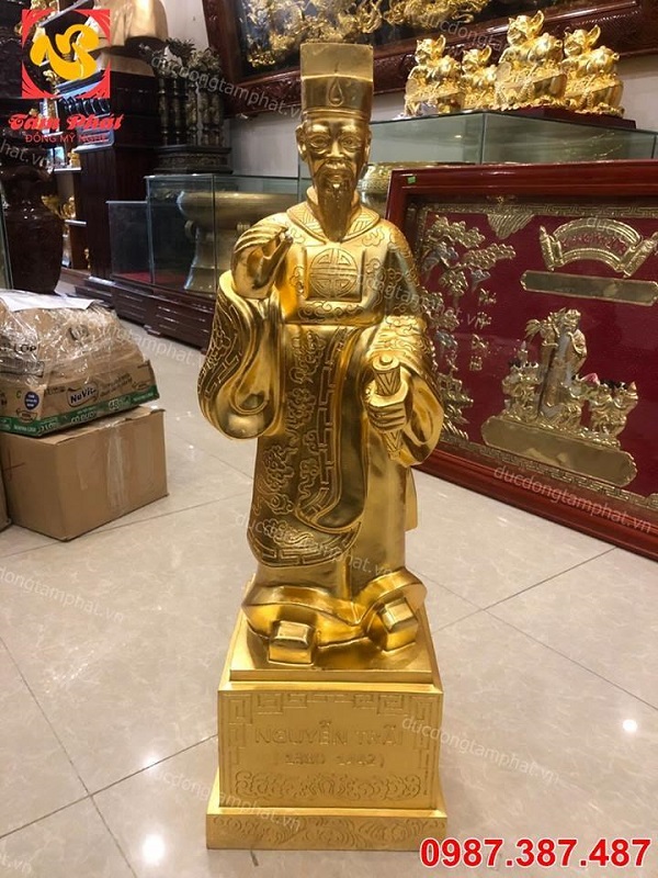 Tượng đồng Nguyễn Trãi thếp vàng 9999 cao 70cm đẹp tinh xảo.!!