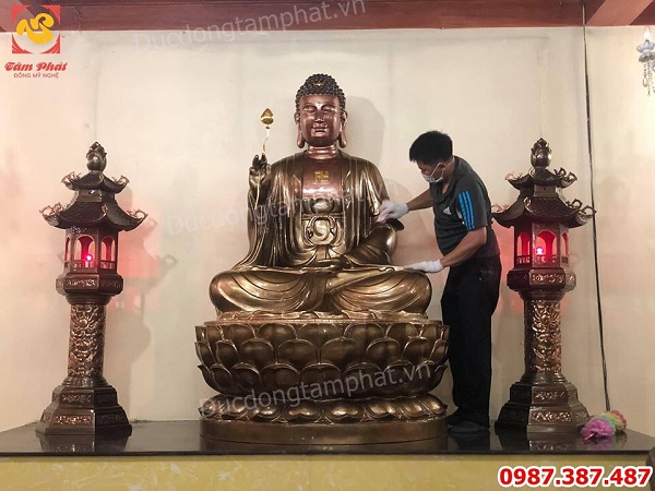Thi công lắp đặt tượng Phật Adida cao 2m cho chùa thành công viên mãn.!