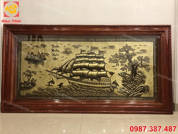 Tranh đồng Thuận Buồm Xuôi Gió 2m3 đẹp tinh xảo